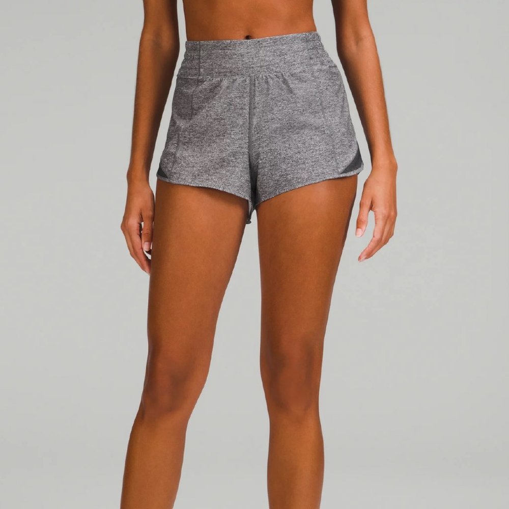 Hotty Hot High-Rise Lined Short 2.5" Heather Lux Multi Black/Heathered Black